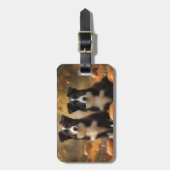 Border Collie Puppy Herfst Delight Pompoen Bagagelabel (Voorkant verticaal)