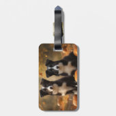 Border Collie Puppy Herfst Delight Pompoen Bagagelabel (Achterkant verticaal)