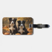 Border Collie Puppy Herfst Delight Pompoen Bagagelabel (Achterkant horizontaal)