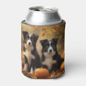 Border Collie Puppy Herfst Delight Pompoen Blikjeskoeler (Blikje Voorkant)