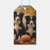 Border Collie Puppy Herfst Delight Pompoen Cadeaulabel (Achterkant)