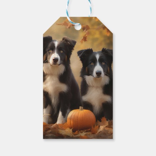 Border Collie Puppy Herfst Delight Pompoen Cadeaulabel (Achterkant)