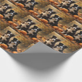 Border Collie Puppy Herfst Delight Pompoen Cadeaupapier (Hoek)