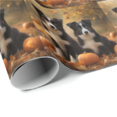 Border Collie Puppy Herfst Delight Pompoen Cadeaupapier (Rol Hoek)