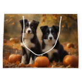 Border Collie Puppy Herfst Delight Pompoen Groot Cadeauzakje (Voorkant)