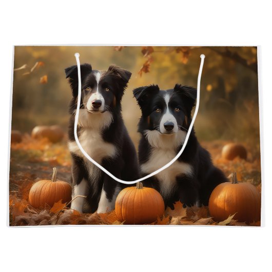 Border Collie Puppy Herfst Delight Pompoen Groot Cadeauzakje (Voorkant)