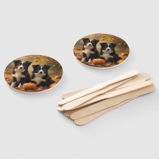 Border Collie Puppy Herfst Delight Pompoen Handwaaier (Niet-gemonteerd)