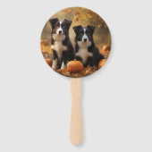 Border Collie Puppy Herfst Delight Pompoen Handwaaier (Voorkant)