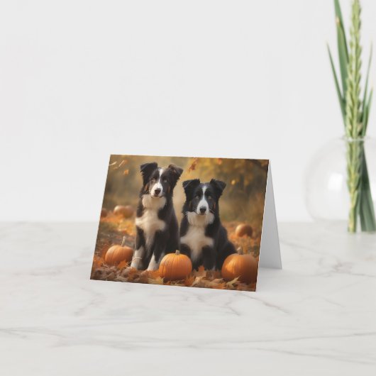 Border Collie Puppy Herfst Delight Pompoen Kaart (Voorkant)