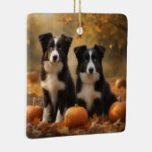Border Collie Puppy Herfst Delight Pompoen Keramisch Ornament (Rechts)