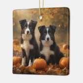 Border Collie Puppy Herfst Delight Pompoen Keramisch Ornament (Links)