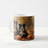 Border Collie Puppy Herfst Delight Pompoen Koffiemok (Voorkant links)