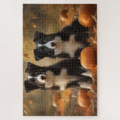 Border Collie Puppy Herfst Delight Pompoen Legpuzzel (Verticaal)