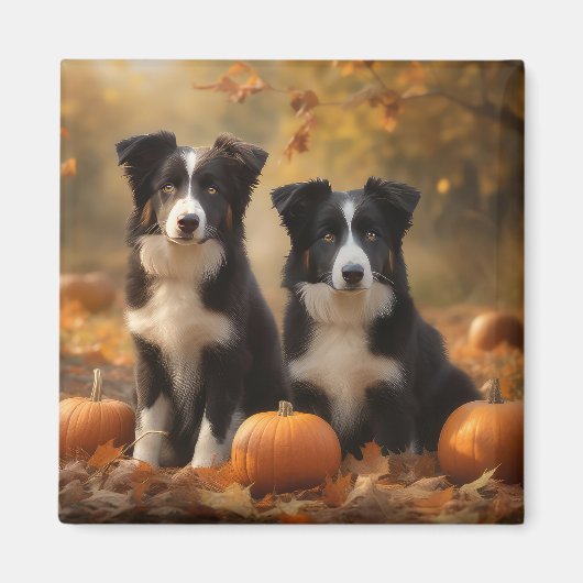 Border Collie Puppy Herfst Delight Pompoen Magneet (Voorkant)