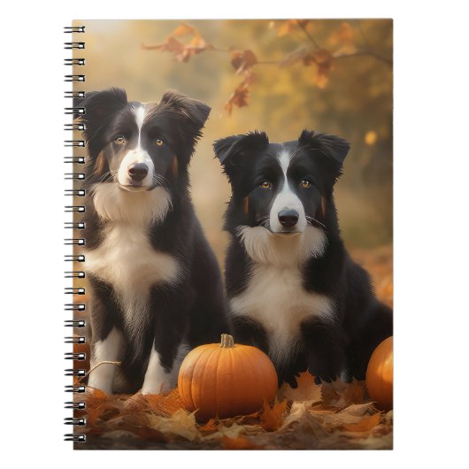 Border Collie Puppy Herfst Delight Pompoen Notitieboek (Voorkant)
