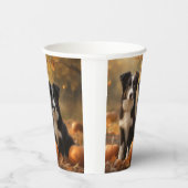 Border Collie Puppy Herfst Delight Pompoen Papieren Bekers (Rechts)