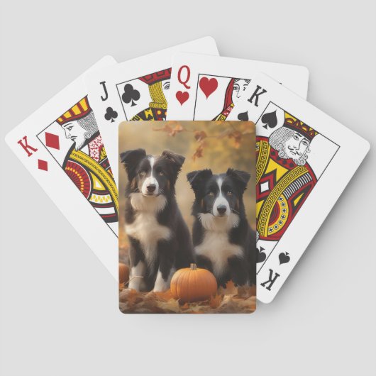 Border Collie Puppy Herfst Delight Pompoen Pokerkaarten (Achterkant)