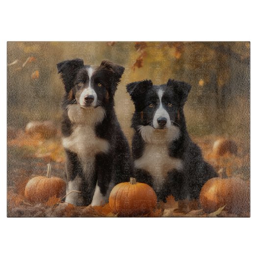 Border Collie Puppy Herfst Delight Pompoen Snijplank (Voorkant)