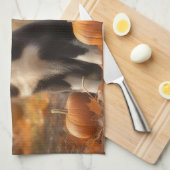 Border Collie Puppy Herfst Delight Pompoen Theedoek (Quarter Fold)