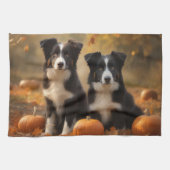 Border Collie Puppy Herfst Delight Pompoen Theedoek (Horizontaal)