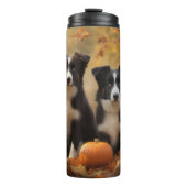 Border Collie Puppy Herfst Delight Pompoen Thermosbeker (Voorkant)