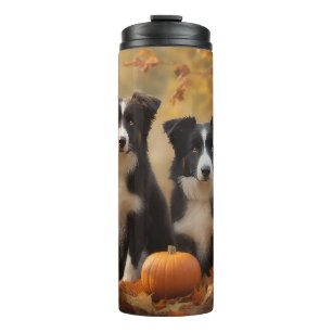 Border Collie Puppy Herfst Delight Pompoen Thermosbeker