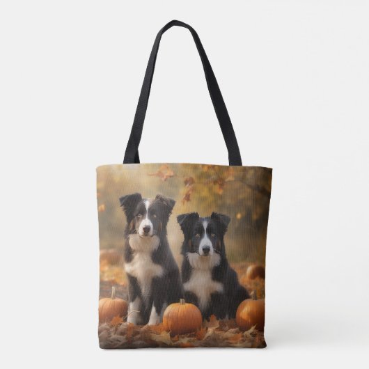 Border Collie Puppy Herfst Delight Pompoen Tote Bag (Achterkant)