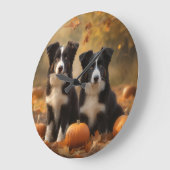 Border Collie Puppy Herfst Genot Pompoen Grote Klok (Hoek)