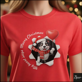 Border Collie Puppy Kerst Hart Sjaal T-shirt