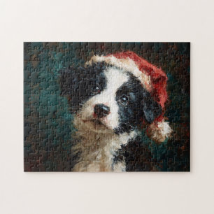 Border Collie Puppy Kerst Portret Legpuzzel