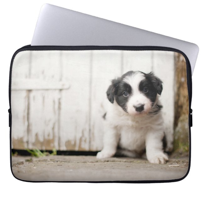 Border Collie Puppy Laptop Sleeve (Voorkant)