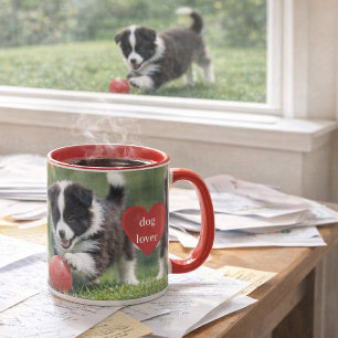 Border Collie Puppy met Rode Bal Koffie Mok