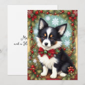 Border Collie Puppy Retro Vintage Kerstmis Feestdagenkaart (Voorkant / Achterkant)