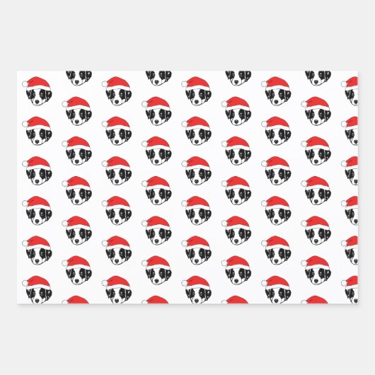 Border Collie Puppy Santa Hat Inpakpapier Vel (Voorkant 2)