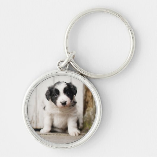 Border Collie Puppy Sleutelhanger (Voorkant)