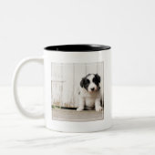 Border Collie Puppy Tweekleurige Koffiemok (Links)