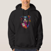 Border Collie Rainbow Splashes Retro Design Hoodie (Voorkant)
