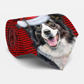 Border Collie Red Buffalo Plaid Vakantie Kerstmis Stropdas (Opgerold)