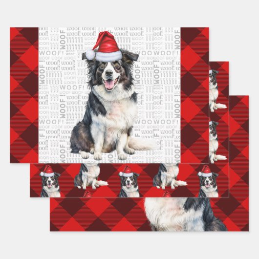 Border Collie Red Buffalo speelde Kerstmis Inpakpapier Vel (Set)