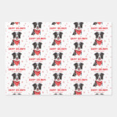 Border Collie Red Heart Bandana Christmas  Inpakpapier Vel (Voorkant 3)