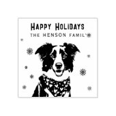Border Collie Red Heart Bandana Christmas Photo Rubberstempel (Afrduk)