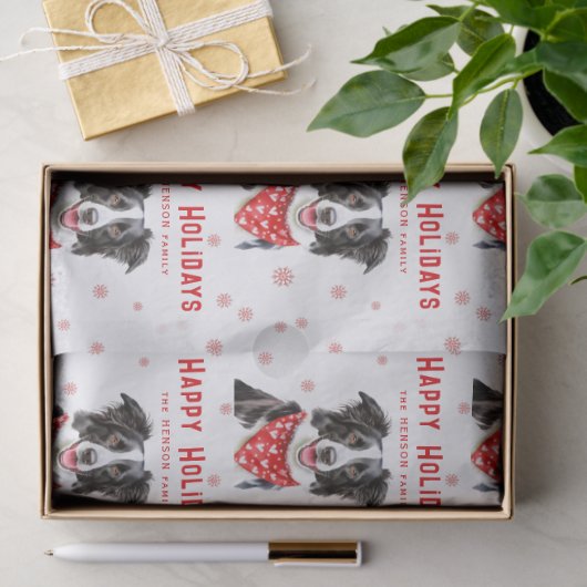 Border Collie Red Heart Bandana Christmas  Tissuepapier (Geschenk)