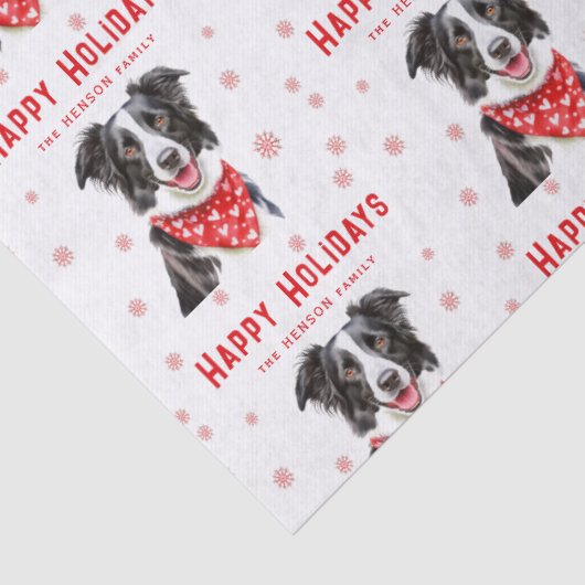 Border Collie Red Heart Bandana Christmas  Tissuepapier (Detail)