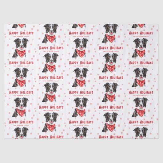Border Collie Red Heart Bandana Christmas  Tissuepapier (Voorkant)