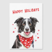 Border Collie Red Heart Bandana Kerst Kaart (Voorkant)