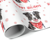 Border Collie Red Heart Bandana Kerstfoto Cadeaupapier (Rol Hoek)