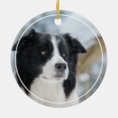 Border Collie Red Heart Bandana Kerstfoto Keramisch Ornament (Achterkant)