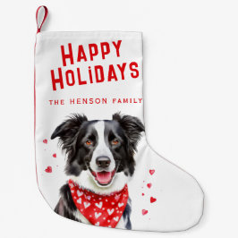 Border Collie Red Heart Bandana Kerstmis Kleine Kerstsok