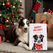 Border Collie Red Heart Bandana Kerstmis Medium Cadeauzakje