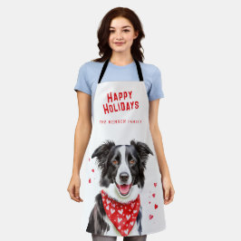 Border Collie Red Heart Bandana Kerstmis Schort